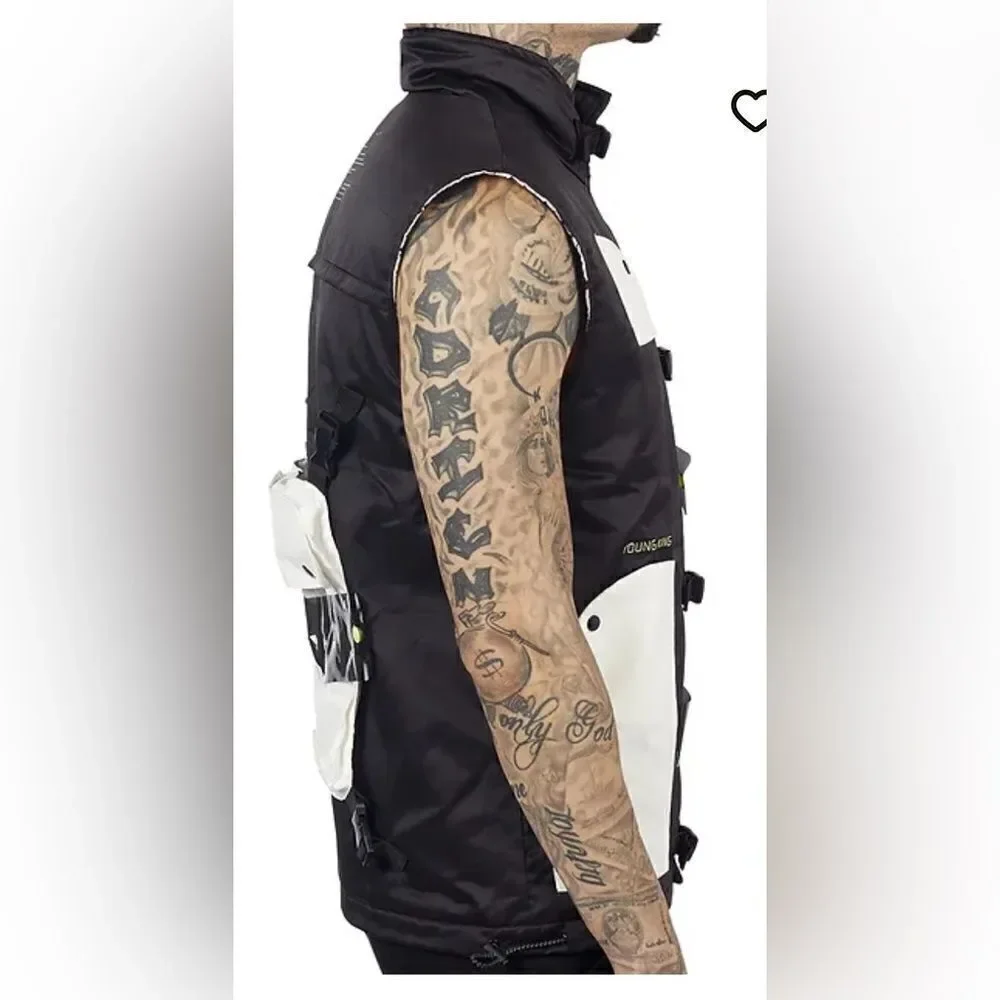 NWT The Hideout Clothing Men’s Black White YK Tech Puffer Vest - Size 2XL